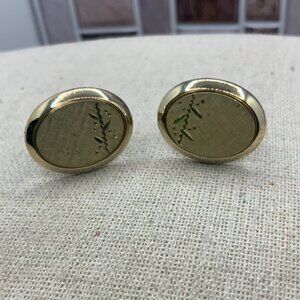 Swank Vintage Oval Gold Tone Cuff Links